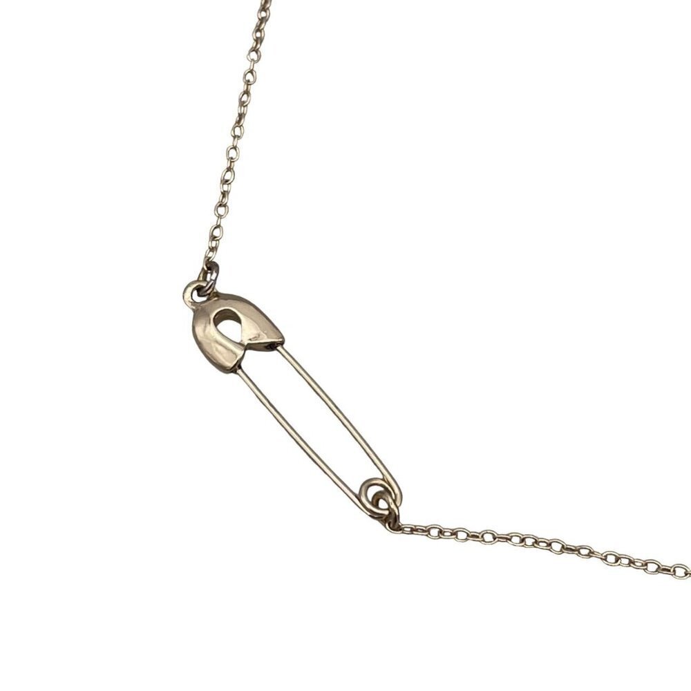 KC BYGB Safety Pin Chain Necklace Gold Tone 16 to 18.5 Inches